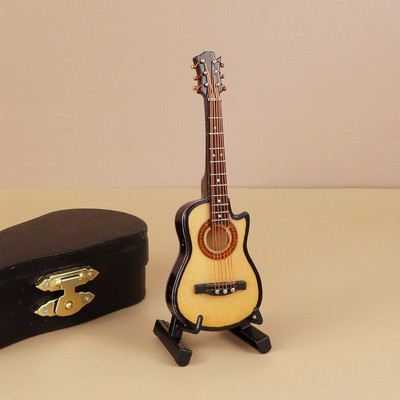 Mini gitár Miniatűr elektromos gitár basszusgitár miniatűr fa mini mandolin hangszer modell kollekció