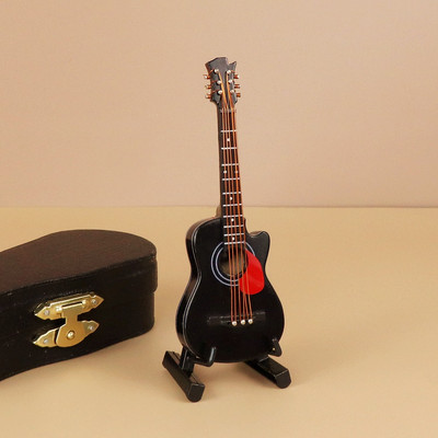 Mini gitár Miniatűr elektromos gitár basszusgitár miniatűr fa mini mandolin hangszer modell kollekció