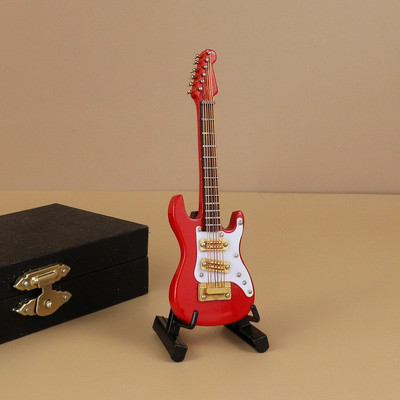 Mini gitár Miniatűr elektromos gitár basszusgitár miniatűr fa mini mandolin hangszer modell kollekció