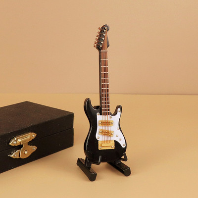Mini gitár Miniatűr elektromos gitár basszusgitár miniatűr fa mini mandolin hangszer modell kollekció