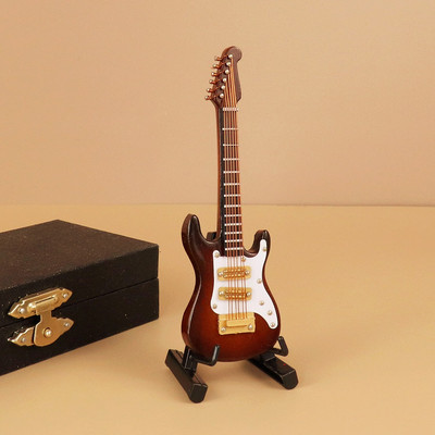 Mini gitár Miniatűr elektromos gitár basszusgitár miniatűr fa mini mandolin hangszer modell kollekció