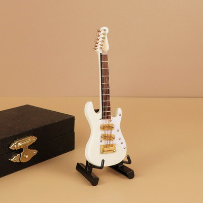 Mini gitár Miniatűr elektromos gitár basszusgitár miniatűr fa mini mandolin hangszer modell kollekció