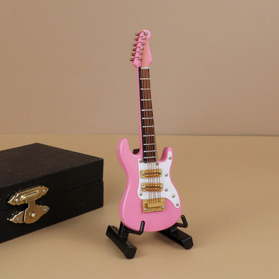 Mini gitár Miniatűr elektromos gitár basszusgitár miniatűr fa mini mandolin hangszer modell kollekció