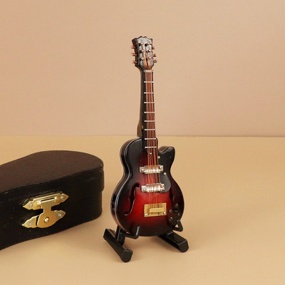 Mini gitár Miniatűr elektromos gitár basszusgitár miniatűr fa mini mandolin hangszer modell kollekció