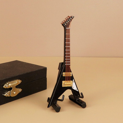 Mini gitár Miniatűr elektromos gitár basszusgitár miniatűr fa mini mandolin hangszer modell kollekció