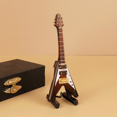 Mini gitár Miniatűr elektromos gitár basszusgitár miniatűr fa mini mandolin hangszer modell kollekció