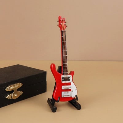 Mini gitár Miniatűr elektromos gitár basszusgitár miniatűr fa mini mandolin hangszer modell kollekció