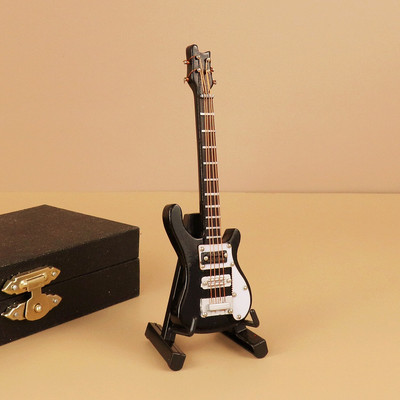 Mini gitár Miniatűr elektromos gitár basszusgitár miniatűr fa mini mandolin hangszer modell kollekció