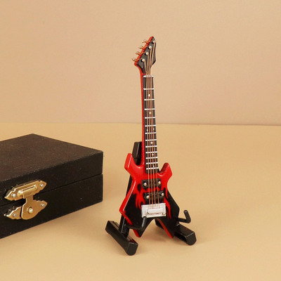 Mini gitár Miniatűr elektromos gitár basszusgitár miniatűr fa mini mandolin hangszer modell kollekció