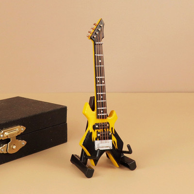 Mini gitár Miniatűr elektromos gitár basszusgitár miniatűr fa mini mandolin hangszer modell kollekció