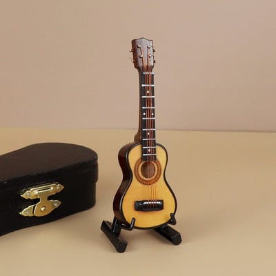 Mini gitár Miniatűr elektromos gitár basszusgitár miniatűr fa mini mandolin hangszer modell kollekció