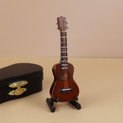 Mini gitár Miniatűr elektromos gitár basszusgitár miniatűr fa mini mandolin hangszer modell kollekció
