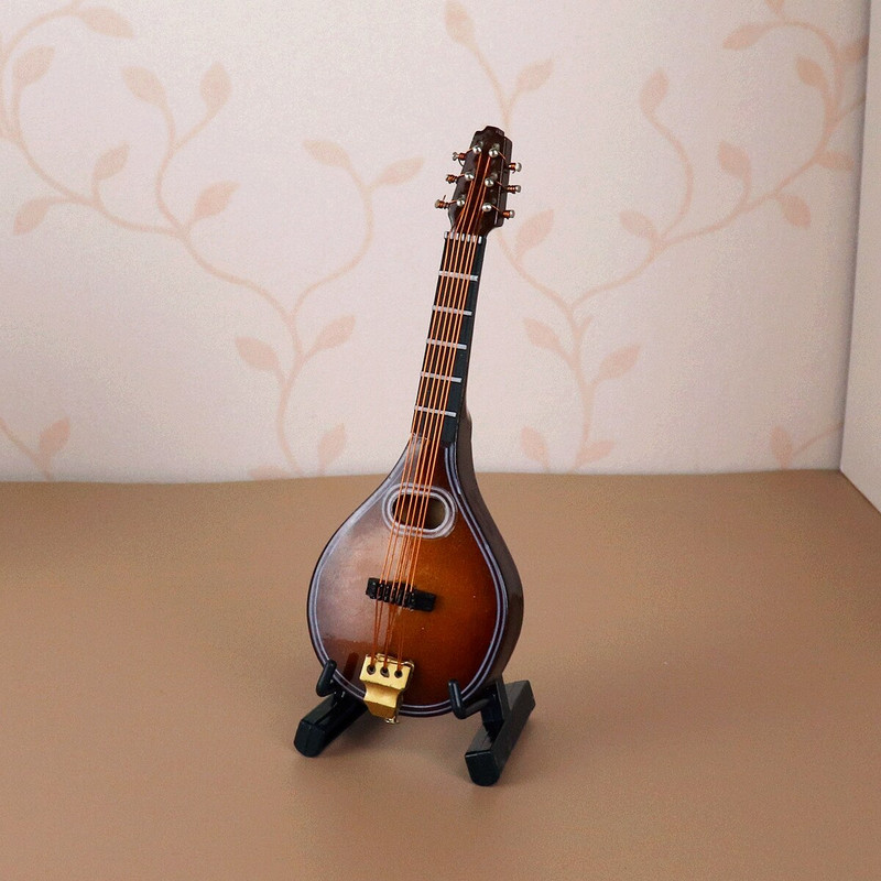 Mini gitár Miniatűr elektromos gitár basszusgitár miniatűr fa mini mandolin hangszer modell kollekció