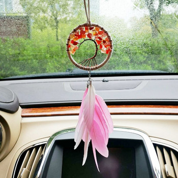 Πράσινο και ροζ LIfe Tree Στολίδι Αυτοκινήτου Εσωτερική Διακόσμηση Dream Catcher Feather Decor
