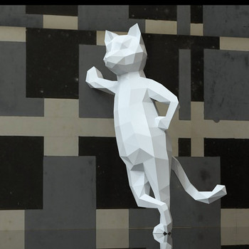 3D Standing Cat Paper Craft Cool μοντέλα γατάκια Γλυπτά Διακοσμήσεις επιφάνειας εργασίας σπιτιού Ζώα Στολίδι Origami Παιχνίδια για ενήλικες Δώρα