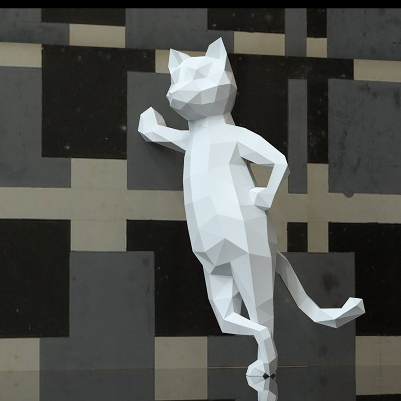 3D álló macska papír kézművesség menő cica modellek szobrok otthon asztali dekorációk állatok díszek origami felnőtt játékok ajándékok