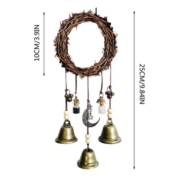 Witch Bells Magic Protection Bell Rattan Wind Chime Pagan Energy Decor Magic Home Protection Διώξε το κακό Γοτθικά κοσμήματα μάγισσας