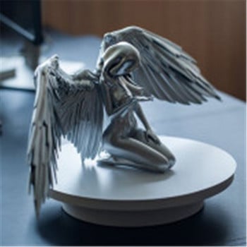 Art Angel Female Woman Wing Kneeling Cloak Hat 3D Angel Art Statue Decor Вътрешна и външна креативна скулптура Декорация на дома