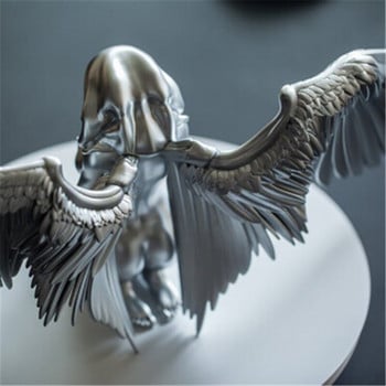 Art Angel Female Woman Wing Kneeling Cloak Hat 3D Angel Art Statue Decor Вътрешна и външна креативна скулптура Декорация на дома