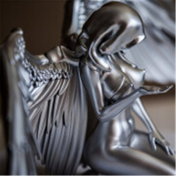 Art Angel Female Woman Wing Kneeling Cloak Hat 3D Angel Art Statue Decor Вътрешна и външна креативна скулптура Декорация на дома