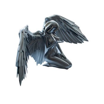 Art Angel Female Woman Wing Kneeling Cloak Hat 3D Angel Art Statue Decor Вътрешна и външна креативна скулптура Декорация на дома