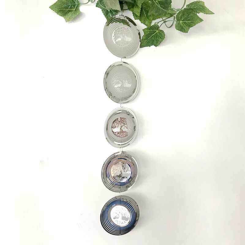 3D forgó szélcsengő függeszték rozsdamentes acél kültéri szélforgó csengő kerti udvarhoz spirális falra akasztós terasz erkély dekoráció