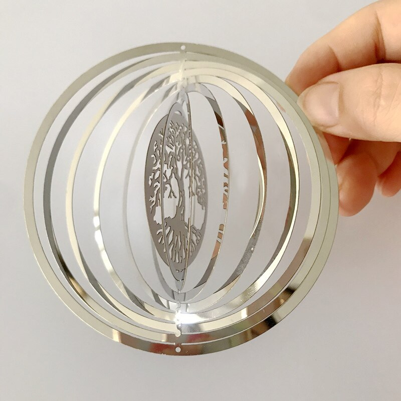 3D forgó szélcsengő függeszték rozsdamentes acél kültéri szélforgó csengő kerti udvarhoz spirális falra akasztós terasz erkély dekoráció