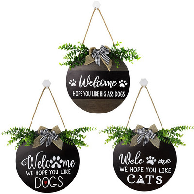 Like Our Cats Dogs Flower Door Hanging Country Style Welcome Doorplate Ξύλινο Σπίτι Διακόσμηση Επωνυμίας Wood Crafts Γρήγορη παράδοση