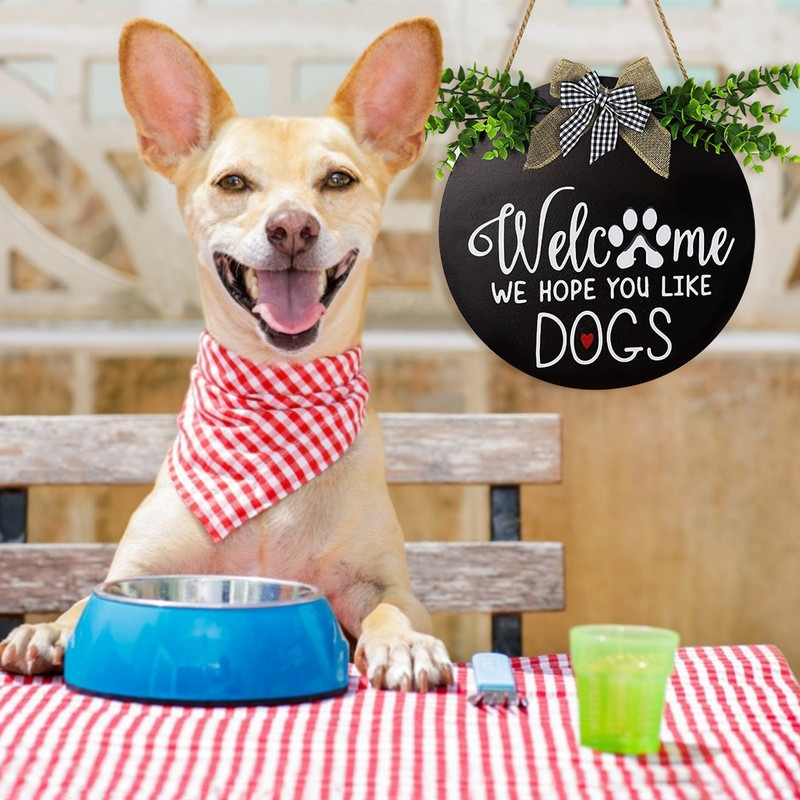 Mint macskáink kutyáink virágos ajtó függő vidéki stílusú üdvözlő ajtólap faház dekoráció márka fa kézművesség gyors kiszállítás