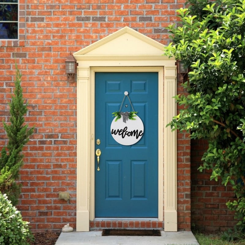 Mint macskáink kutyáink virágos ajtó függő vidéki stílusú üdvözlő ajtólap faház dekoráció márka fa kézművesség gyors kiszállítás