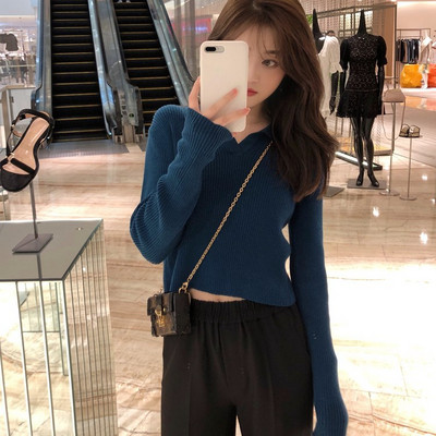 Női alkalmi V nyakú pulóver