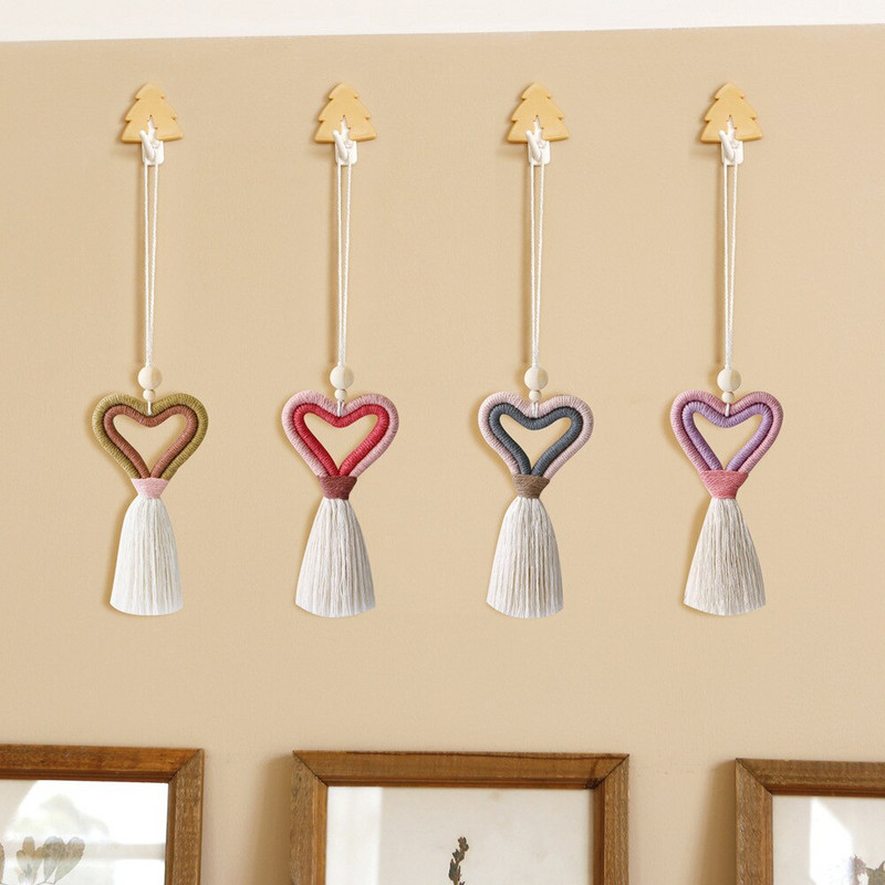 Pamut kötél makramé színes szivárvány szív bojt medál függő dekoráció autós szoba lányoknak ajándék