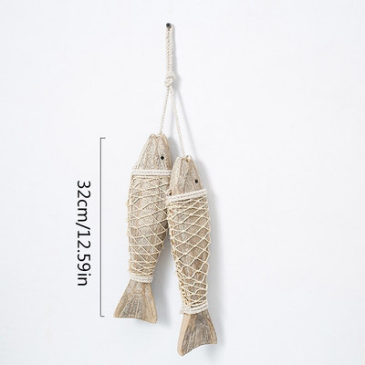 1 pár kézzel faragott antik tengeri tengerparti fahal kreatív függő dekoráció otthoni díszek