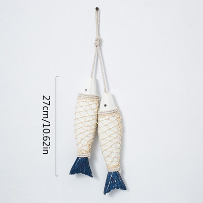 1 pár kézzel faragott antik tengeri tengerparti fahal kreatív függő dekoráció otthoni díszek