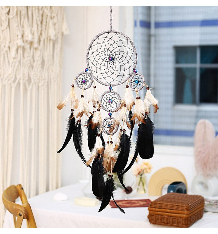 indiai lány szobadísz álomfogó etnikai tollak gyöngyök ékszerek medál otthoni lövöldözős termékek szél harangok kézzel készített ajándékok