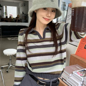 Γυναικεία πλεκτή μπλούζα με γιακά και V λαιμόκοψη