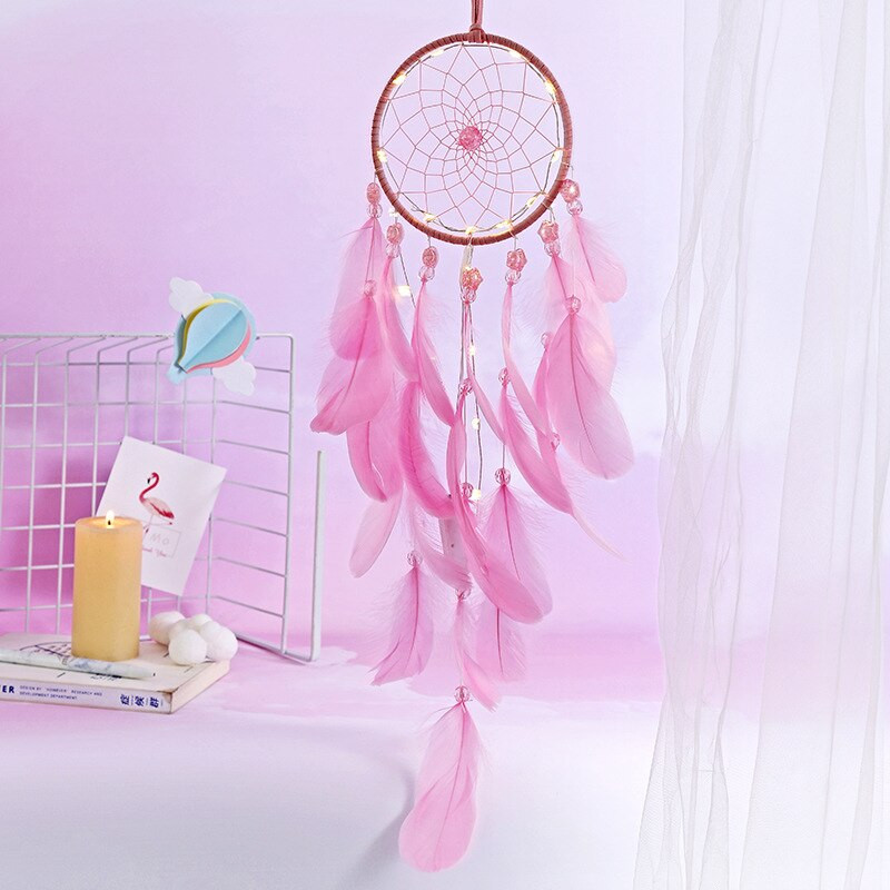 Svajonių gaudyklė Rožinė naktinė šviesa Svajonių gaudyklė mergina miegamojo pakabukų meilužė Gimtadienio dovana namų aksesuarai Vestuvių dekoravimas