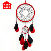 Crveni indijski stil, ručni hvatač snova s perjem, viseći zidni ukras, zanatski ukras, poklon, hvatač snova