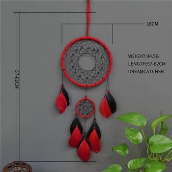 Κόκκινο ινδικό στυλ Χειροποίητο Dream Catcher με φτερά Διακοσμητικά Χειροτεχνήματα Στολίδι Δώρο Ονειροπαγίδα