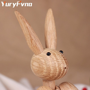 YuryFvna скандинавска датска дърворезба Miss Rabbit статуя съвместна куклена украса домашен хол Декоративни аксесоари