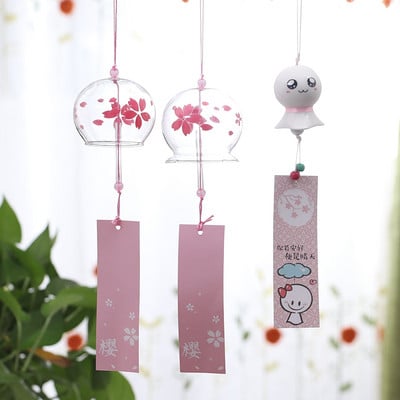 Hot Sales Glass Chimes Hang Στολίδια Creative Japanese Wind Cherry Cherry Κρεβατοκάμαρα για κορίτσια Χειροποίητο διαφανές σπίτι Δώρο γενεθλίων