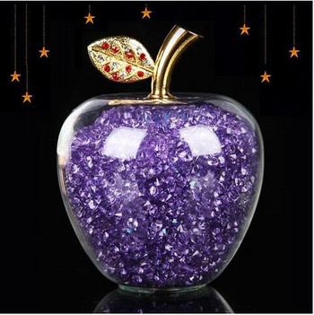 Невероятни любовни подаръци Куха стъклена ябълка, пълен пълнеж с цветен кристал Фигурки от кристали Аксесоари за декорация на дома