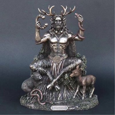 Cernunnos Horned Animal God Statue Figurine Crafts Σπίτι Κήπος Ζώο Γλυπτό Θεού The Underworld Art Τοπίο Διακόσμηση