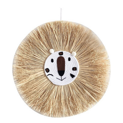 Skandinaviškas meškiukas panda papuošalai kūdikių berniukų miegamojo sienoms meno dekoras Rankų audimo rafija pakabinamas pakabukas darželio namų apdaila