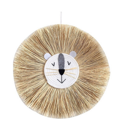 Skandinaviškas meškiukas panda papuošalai kūdikių berniukų miegamojo sienoms meno dekoras Rankų audimo rafija pakabinamas pakabukas darželio namų apdaila