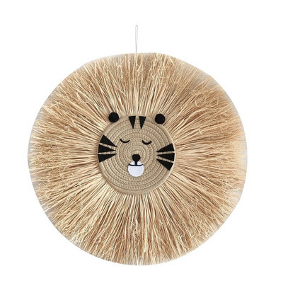 Skandinaviškas meškiukas panda papuošalai kūdikių berniukų miegamojo sienoms meno dekoras Rankų audimo rafija pakabinamas pakabukas darželio namų apdaila