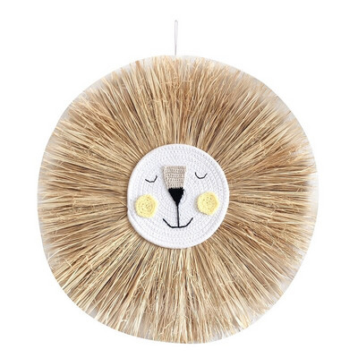 Skandinaviškas meškiukas panda papuošalai kūdikių berniukų miegamojo sienoms meno dekoras Rankų audimo rafija pakabinamas pakabukas darželio namų apdaila