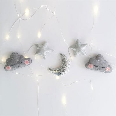 Hot Felt Cloud/Moon Garland Party Banner Παιδικό δωμάτιο Νηπιαγωγείο Κρεμαστή διακόσμηση τοίχου Χριστουγεννιάτικα Καλύτερα δώρα Baby Shower Bunting Στολίδι