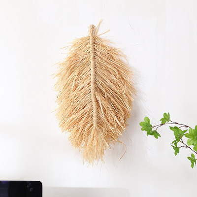 Nordic Ins Fali dekoráció Kézzel szőtt levél Raffia gobelin Otthon Nappali Hálószoba Dekoratív fal Raffia medál
