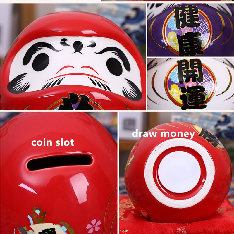 4,5 hüvelykes Maneki Neko Daruma dísz kerámia szerencse macska szobor otthoni dekorációs ajándék Feng Shui malacpersely